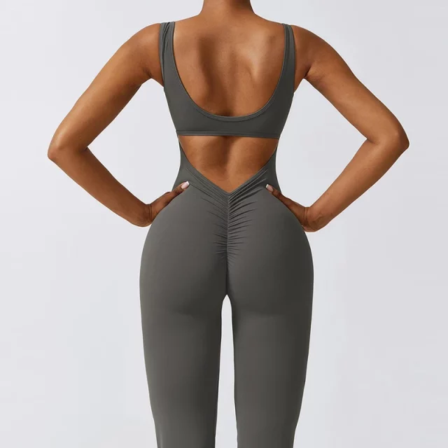 V Back One-Piece Jumpsuit