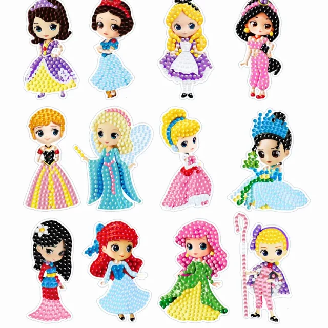 Gorgeous Cartoon Princess Theme 5D Diamond Painting Stickers for Kids