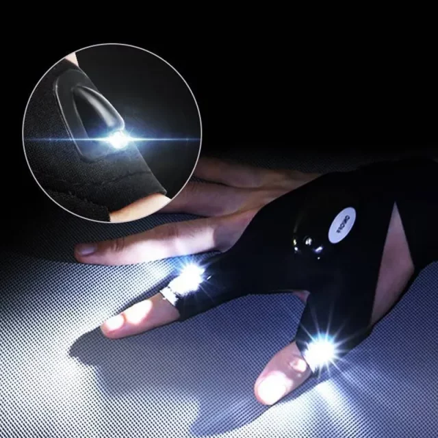 Night Light Fishing Cycling Gloves Waterproof Led Fingerless Glove