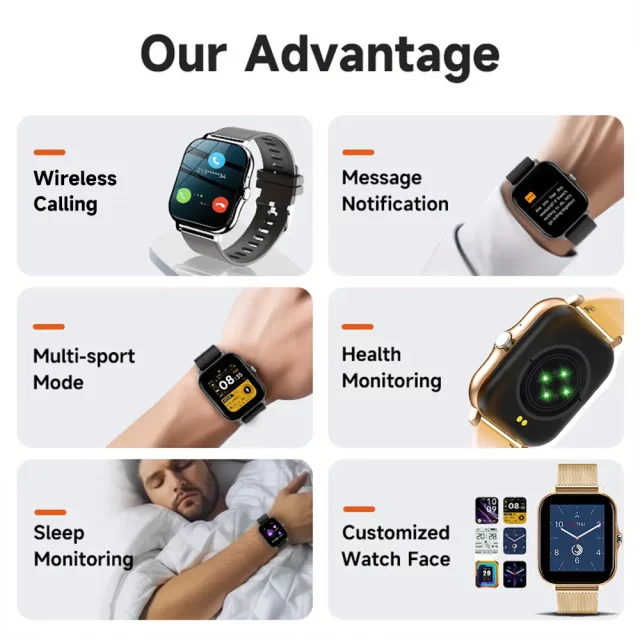 Smart Watch For Men 1.44" Screen Full Touch Bluetooth Calls.