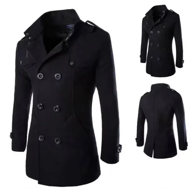 Men's Woollen Overcoat Double Breasted Coat.