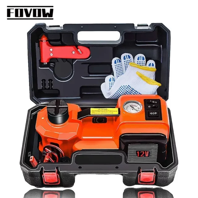 12V 5Ton Electric Car Hydraulic Jack with Tire Inflator Pump and LED Flashlight 3 in 1