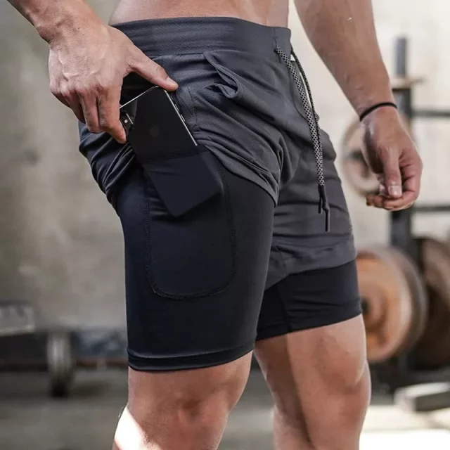 Men Gym Shorts 2 In 1 Quick Dry Workout Training Shorts